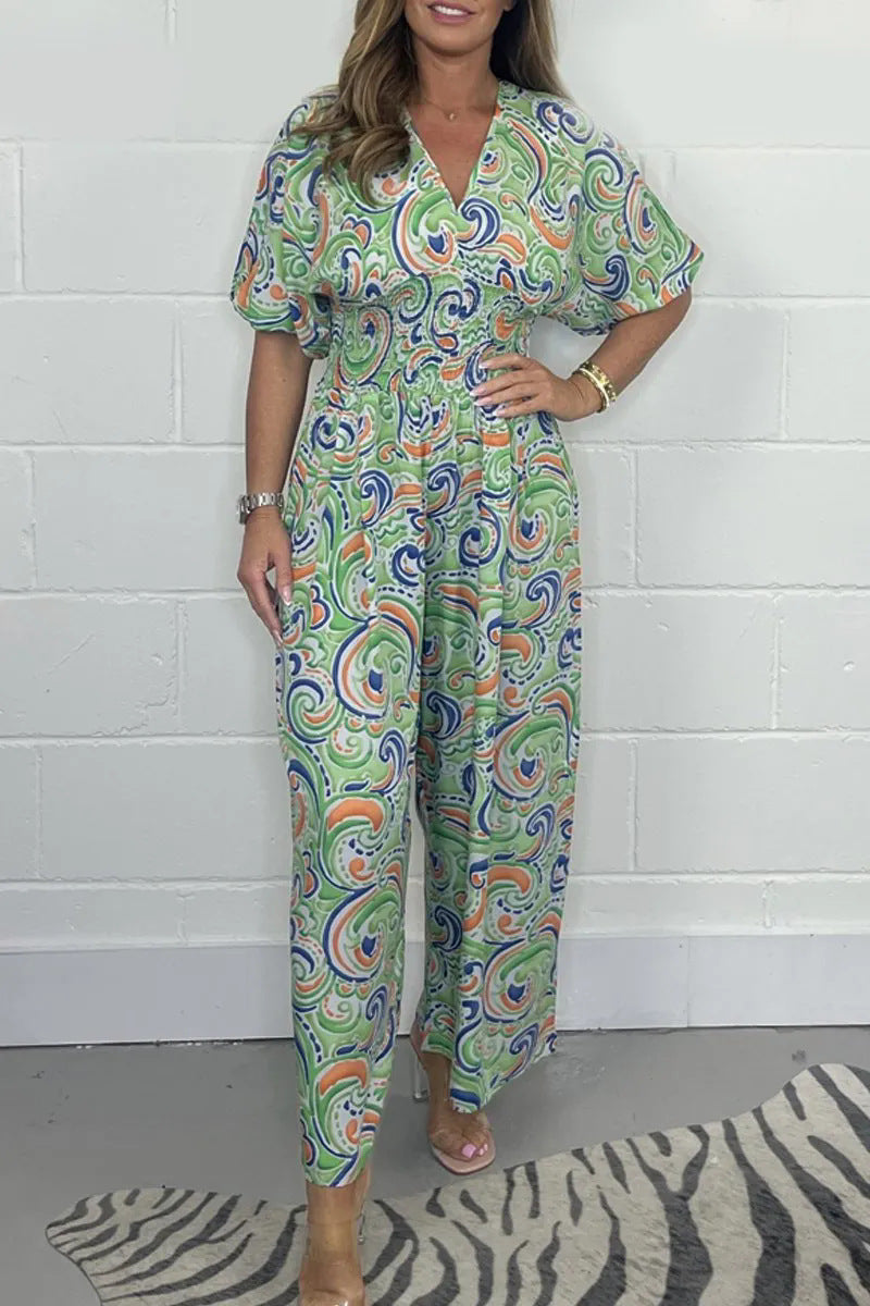Dame jumpsuit med elegant omslagsöverdel och breda ben Mirla-Eva Jonsson