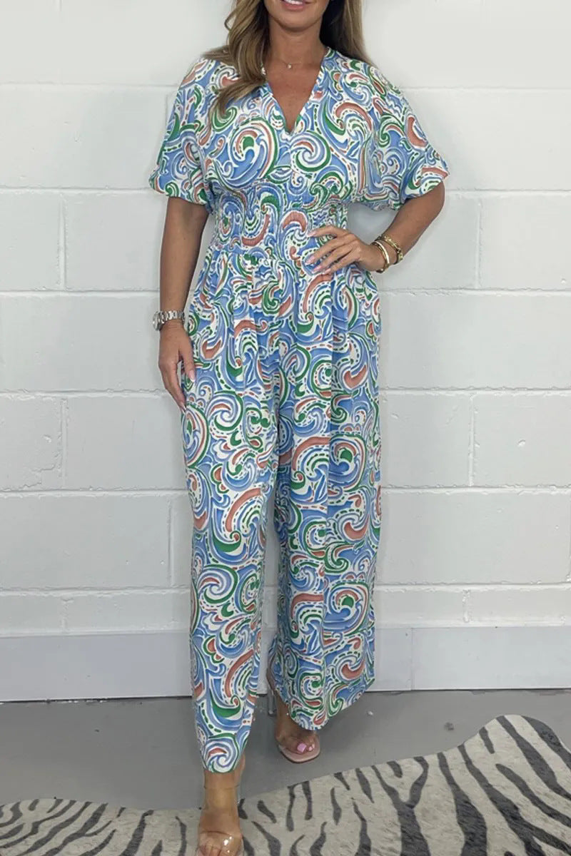 Dame jumpsuit med elegant omslagsöverdel och breda ben Mirla-Eva Jonsson