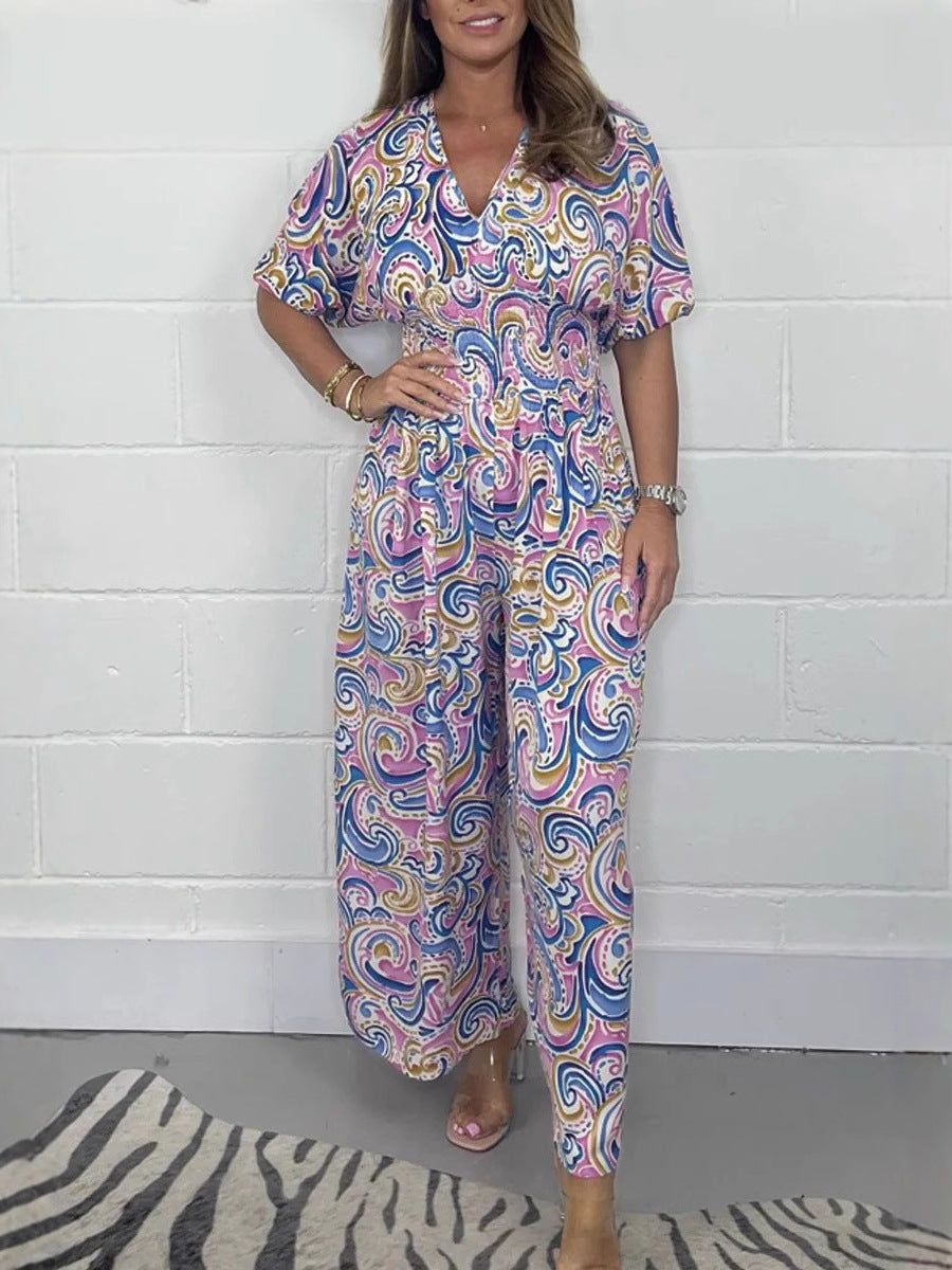 Dame jumpsuit med elegant omslagsöverdel och breda ben Mirla-Eva Jonsson