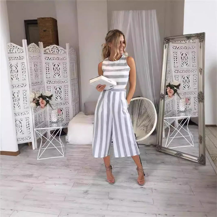 Dame jumpsuit med eleganta ränder och figursydd skärning Mirla-Eva Jonsson