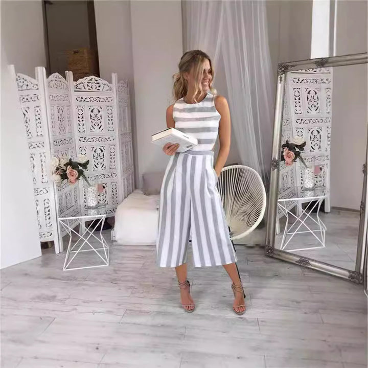 Dame jumpsuit med eleganta ränder och figursydd skärning Mirla-Eva Jonsson