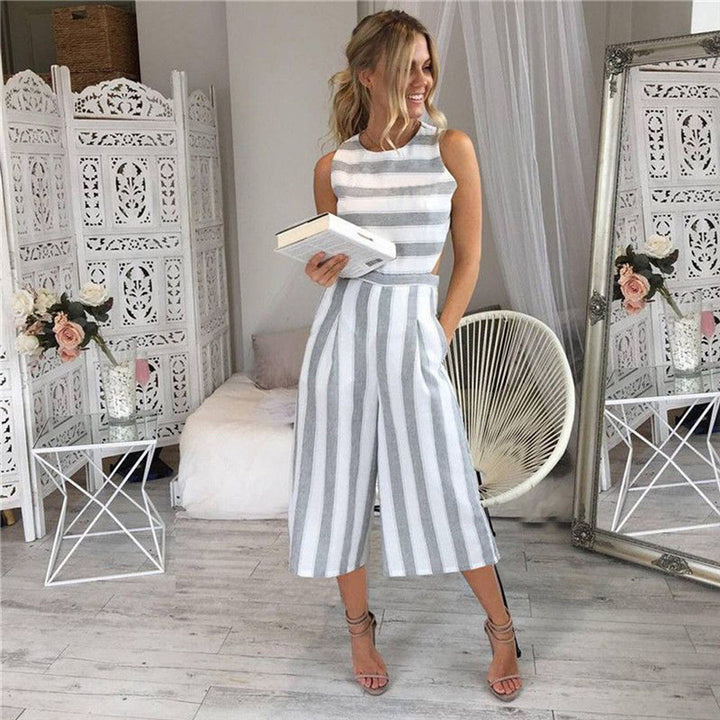 Dame jumpsuit med eleganta ränder och figursydd skärning Mirla-Eva Jonsson