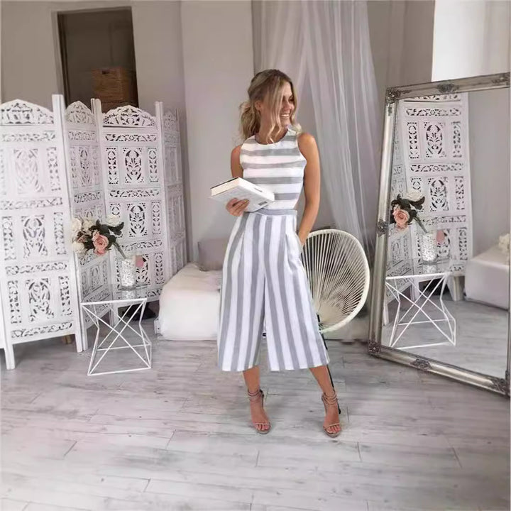 Dame jumpsuit med eleganta ränder och figursydd skärning Mirla-Eva Jonsson