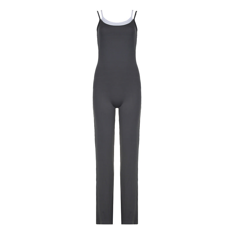 Dame jumpsuit med eleganta ränder och justerbara band Mirla-Eva Jonsson
