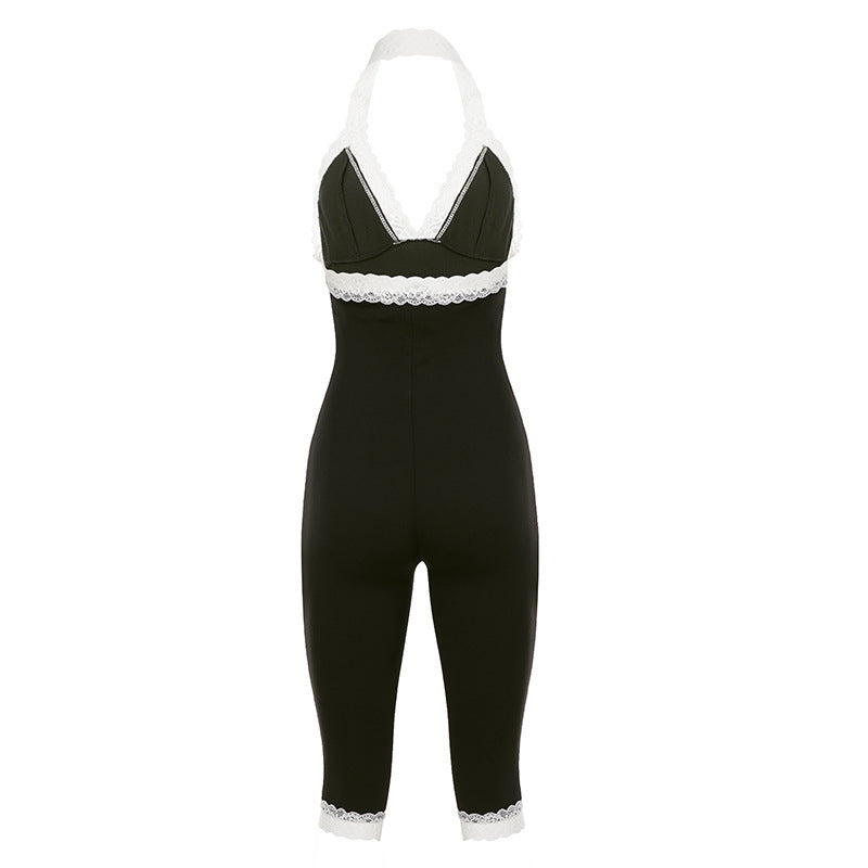 Dame jumpsuit med spetskant och förförisk dekolletage Mirla-Eva Jonsson