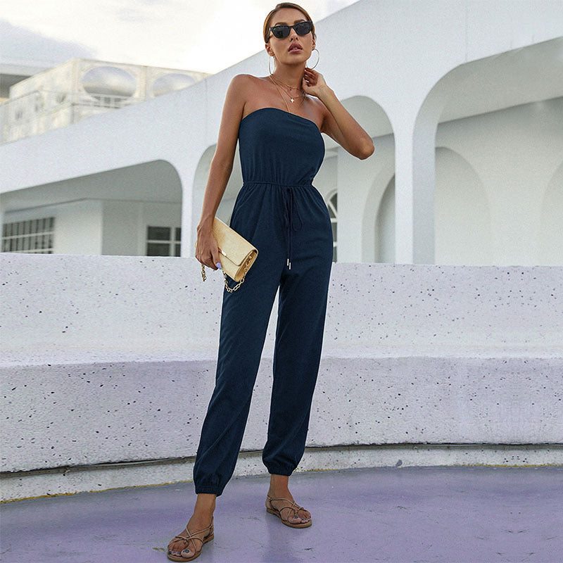 Dame jumpsuit med strapless snitt och elastisk midjebälte Mirla-Eva Jonsson