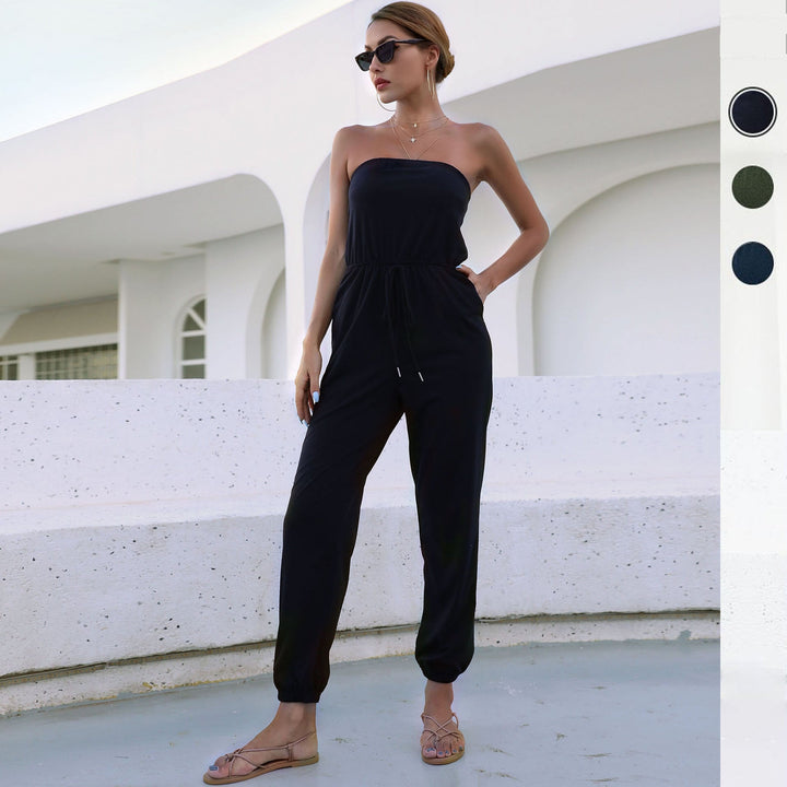 Dame jumpsuit med strapless snitt och elastisk midjebälte Mirla-Eva Jonsson