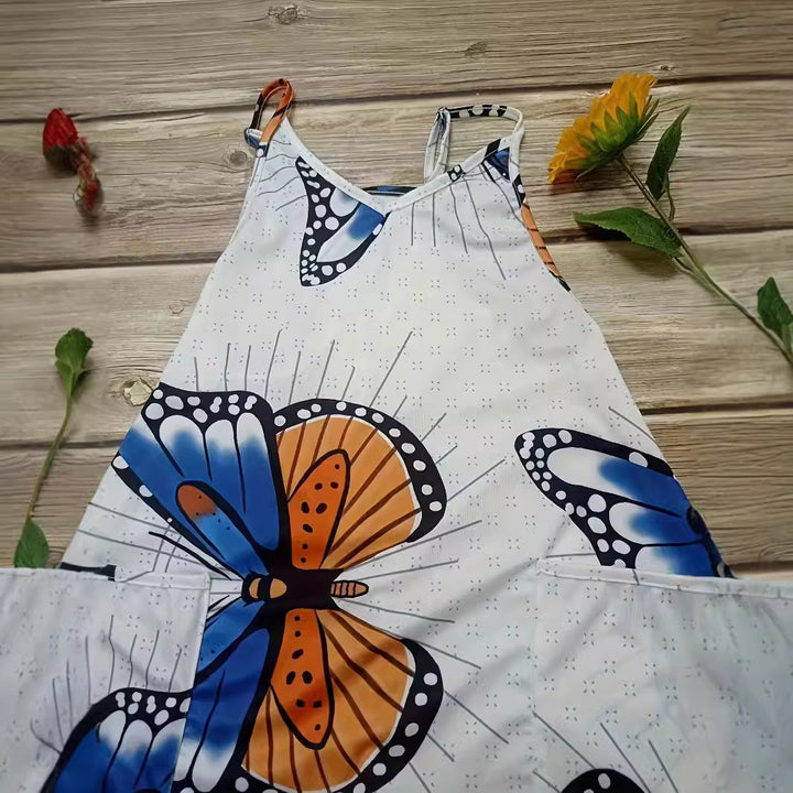 Dame jumpsuit med unik fjärilstryck och praktiska fickor Mirla-Eva Jonsson