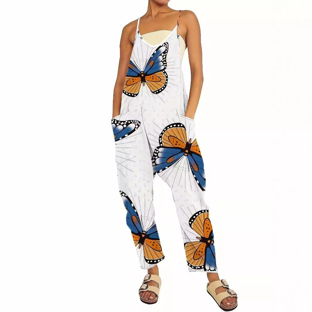 Dame jumpsuit med unik fjärilstryck och praktiska fickor Mirla-Eva Jonsson