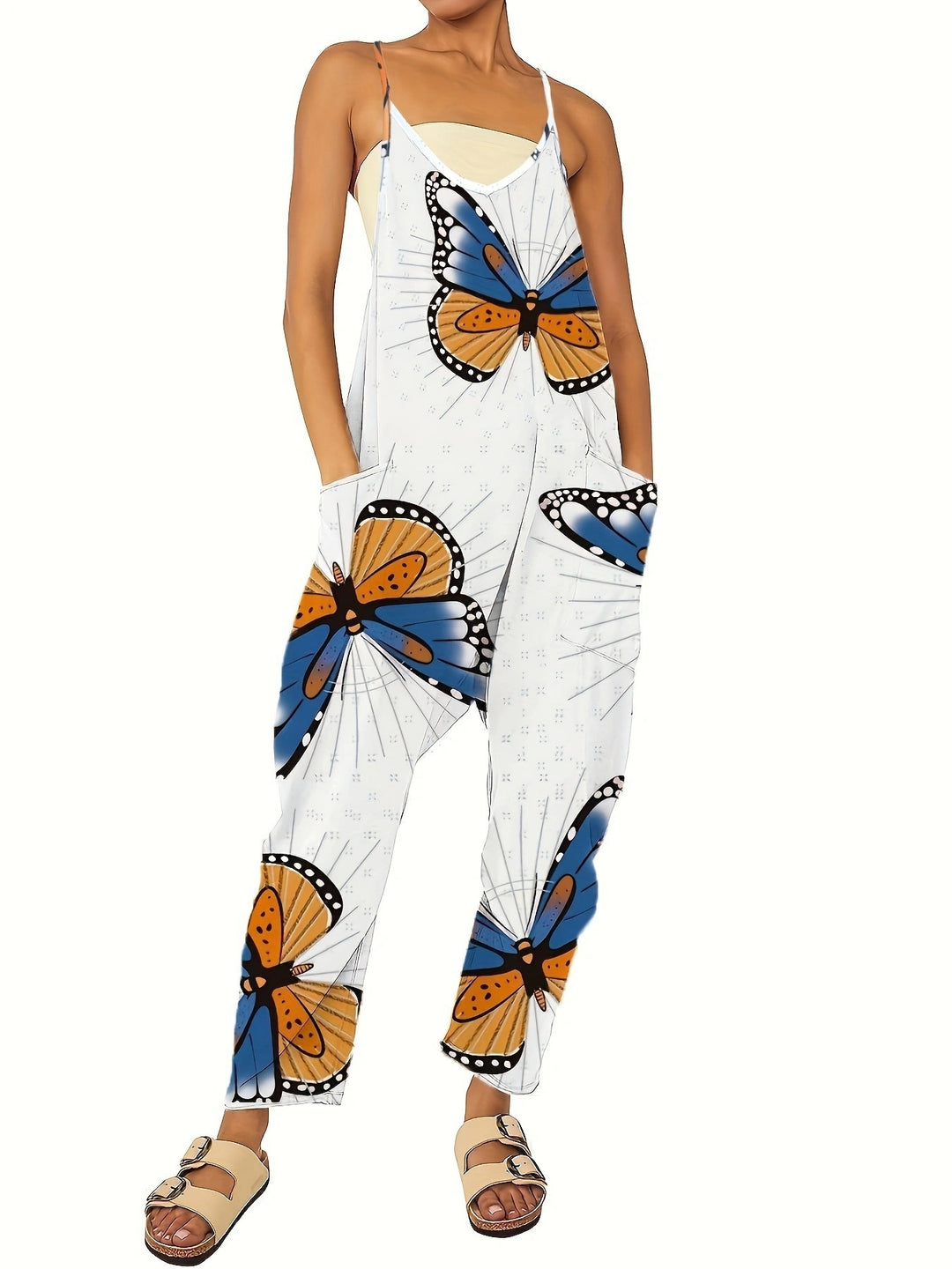 Dame jumpsuit med unik fjärilstryck och praktiska fickor Mirla-Eva Jonsson