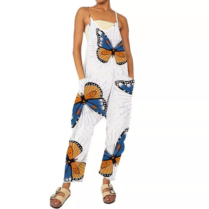 Dame jumpsuit med unik fjärilstryck och praktiska fickor Mirla-Eva Jonsson