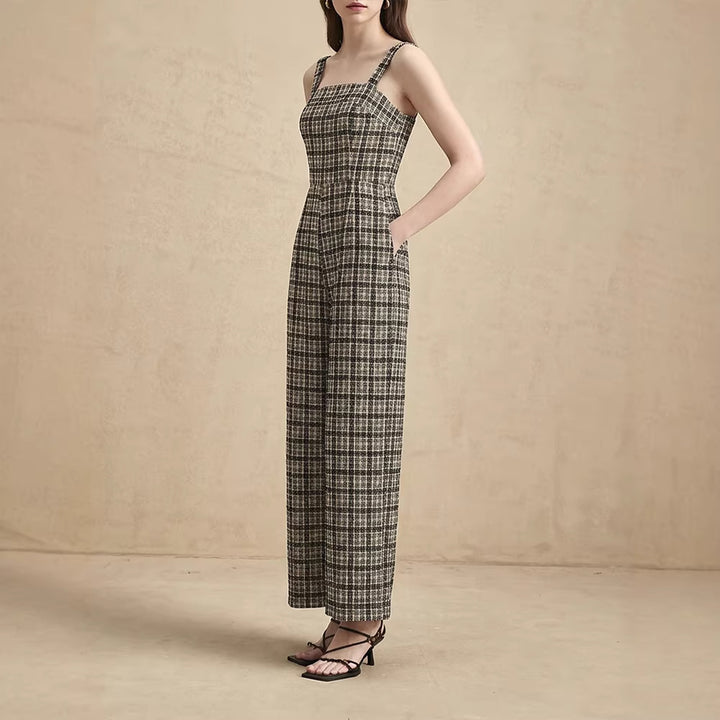 Dame jumpsuit med vida byxor och fint rutmönster Mirla-Eva Jonsson