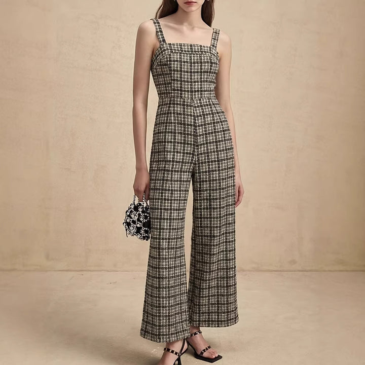 Dame jumpsuit med vida byxor och fint rutmönster Mirla-Eva Jonsson