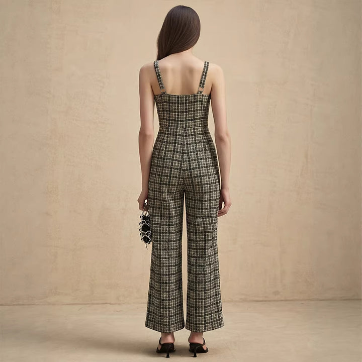 Dame jumpsuit med vida byxor och fint rutmönster Mirla-Eva Jonsson
