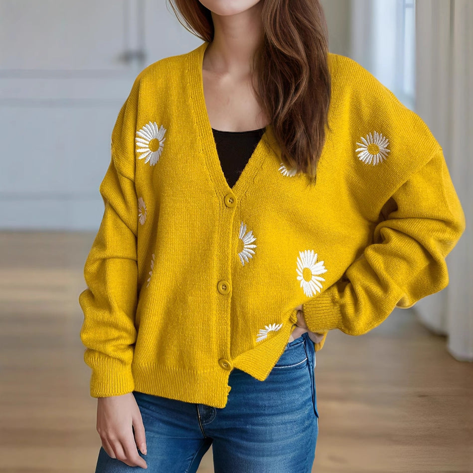 Dame kofta med blommiga applikationer Mirla-Eva Jonsson
