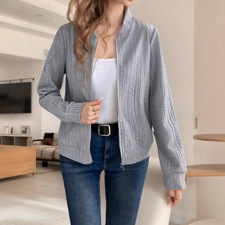 Dame kofta med dragkedja och strukturerad design Eva Jonsson-Eva Jonsson