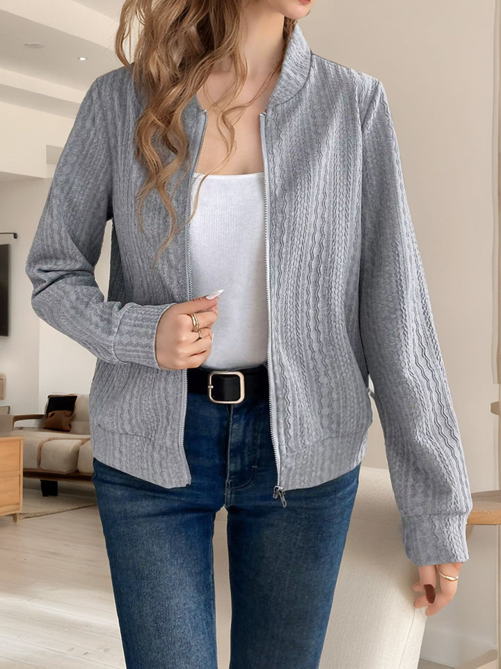 Dame kofta med dragkedja och strukturerad design Eva Jonsson-Eva Jonsson