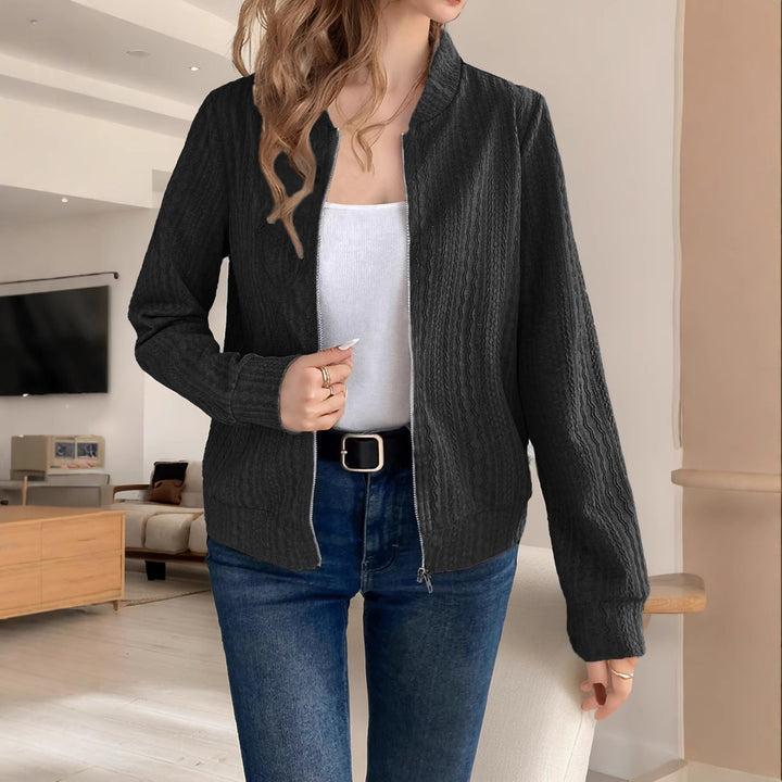Dame kofta med dragkedja och strukturerad design Eva Jonsson-Eva Jonsson