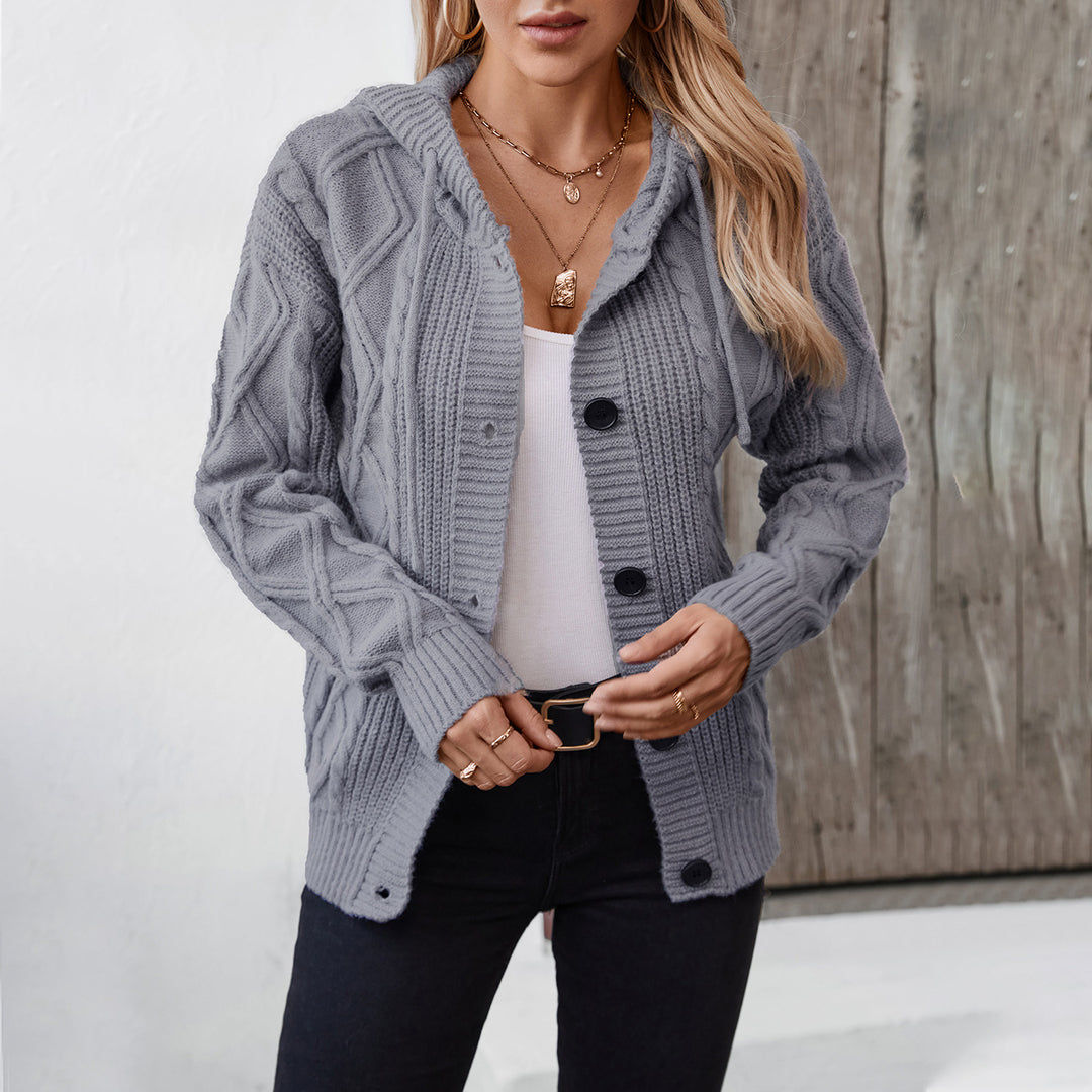 Dame kofta med huva och strukturerad design Mirla-Eva Jonsson