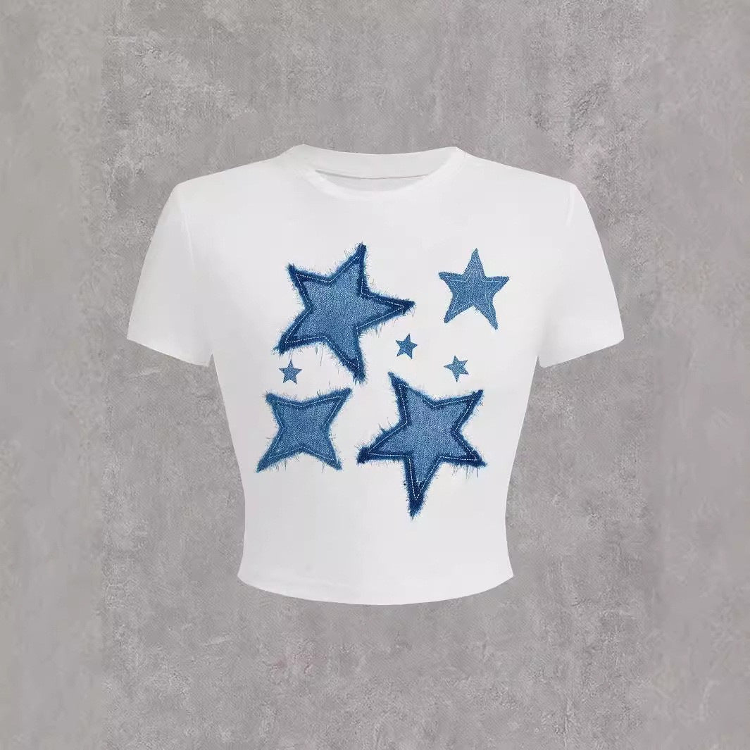 Dame kortärmad T-shirt med iögonfallande motorcykel-design Mirla-Eva Jonsson