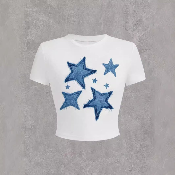 Dame kortärmad T-shirt med iögonfallande motorcykel-design Mirla-Eva Jonsson