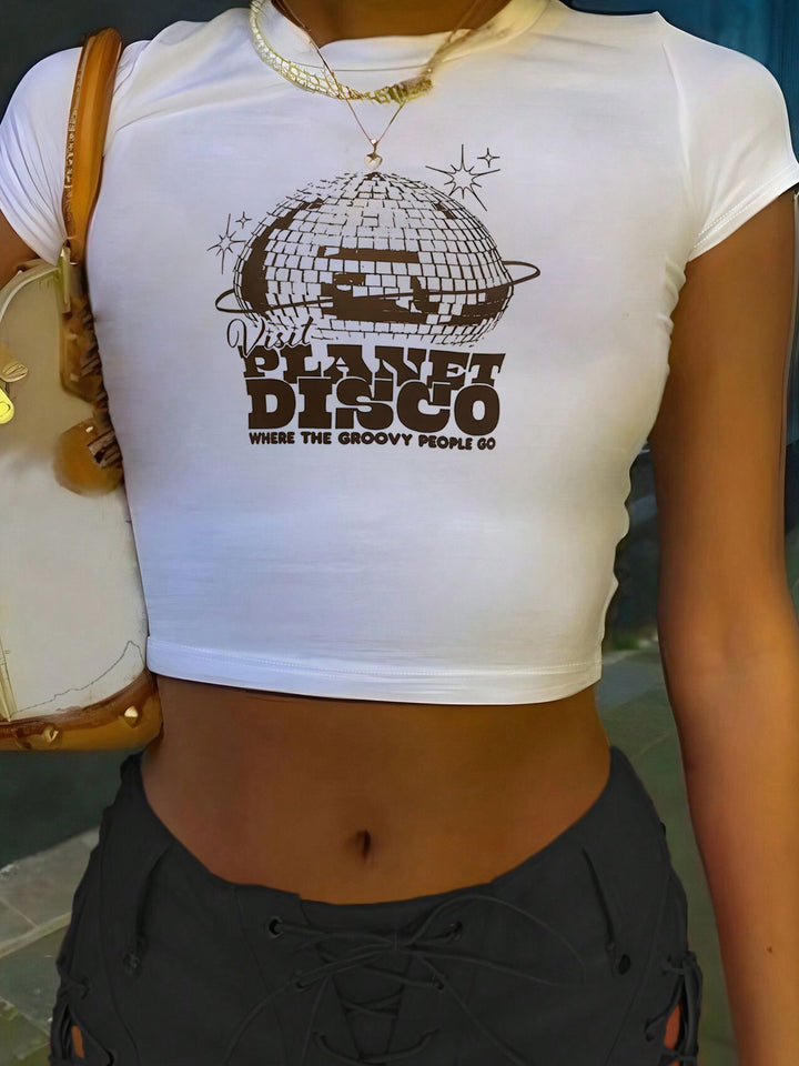 Dame kortärmad T-shirt med iögonfallande motorcykel-design Mirla-Eva Jonsson