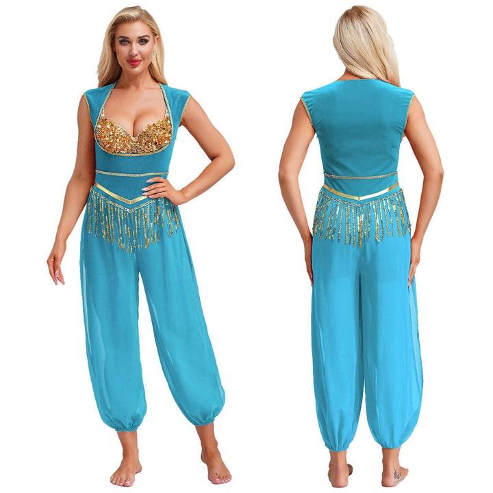 Dame kostym-jumpsuit med glittrande överdel och avslappnade byxor Mirla-Eva Jonsson