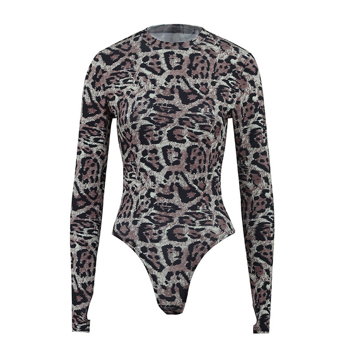 Dame långärmad bodysuit med modeinspirerat djurtryck Mirla-Eva Jonsson