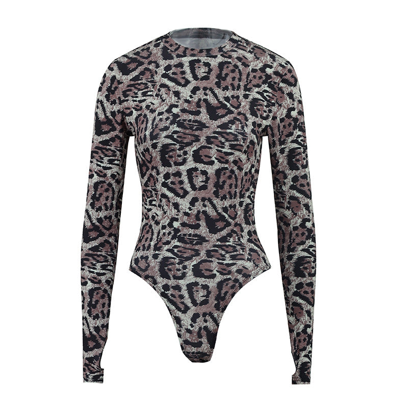 Dame långärmad bodysuit med modeinspirerat djurtryck Mirla-Eva Jonsson