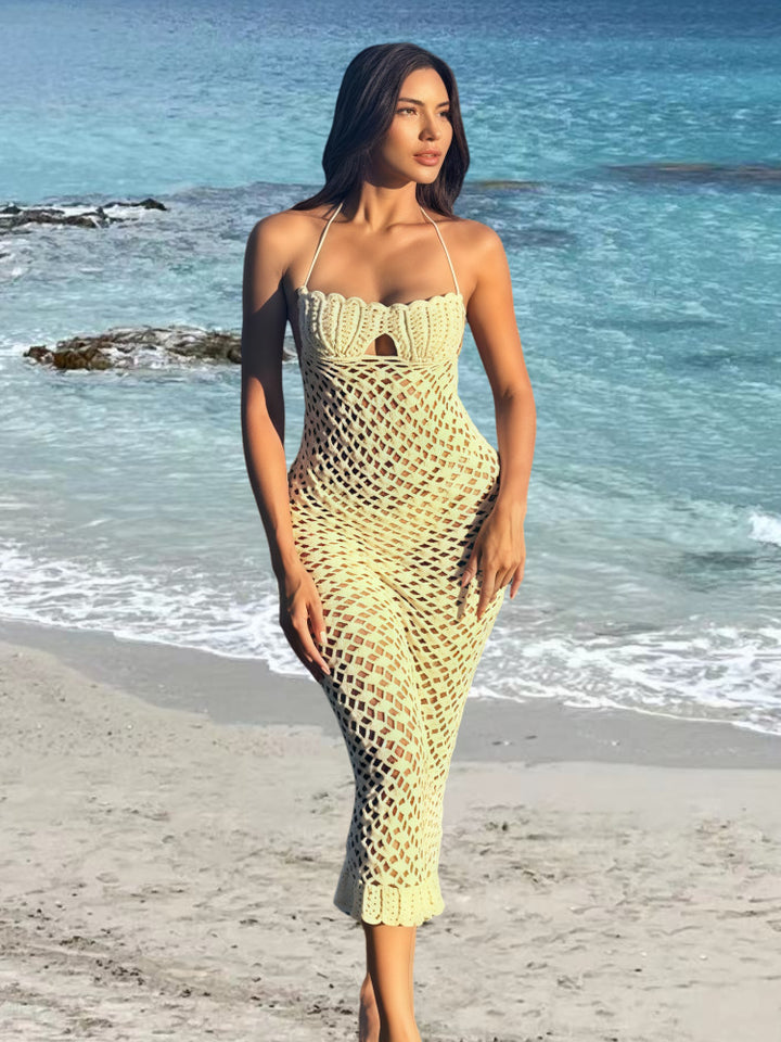 Dame luftig strandklänning med elegant virkmönster Eva Jonsson-Eva Jonsson