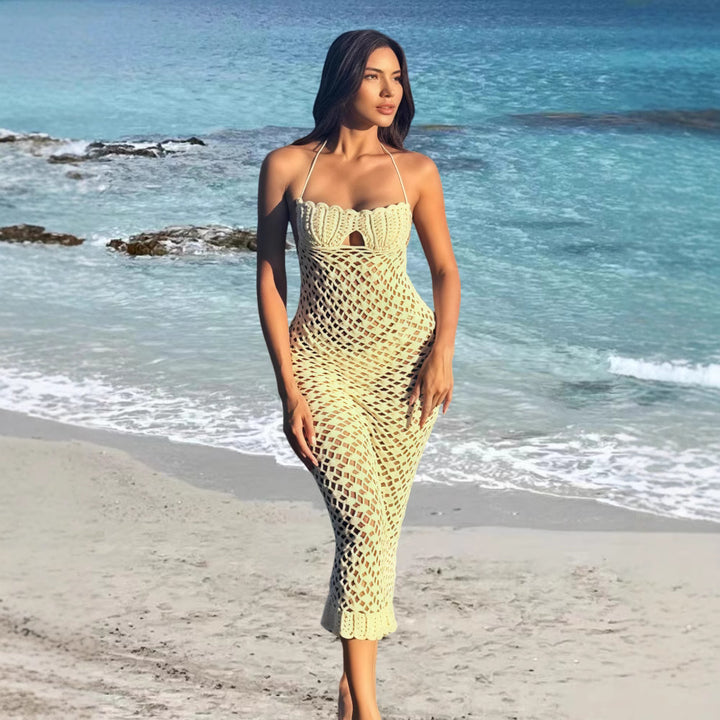Dame luftig strandklänning med elegant virkmönster Eva Jonsson-Eva Jonsson