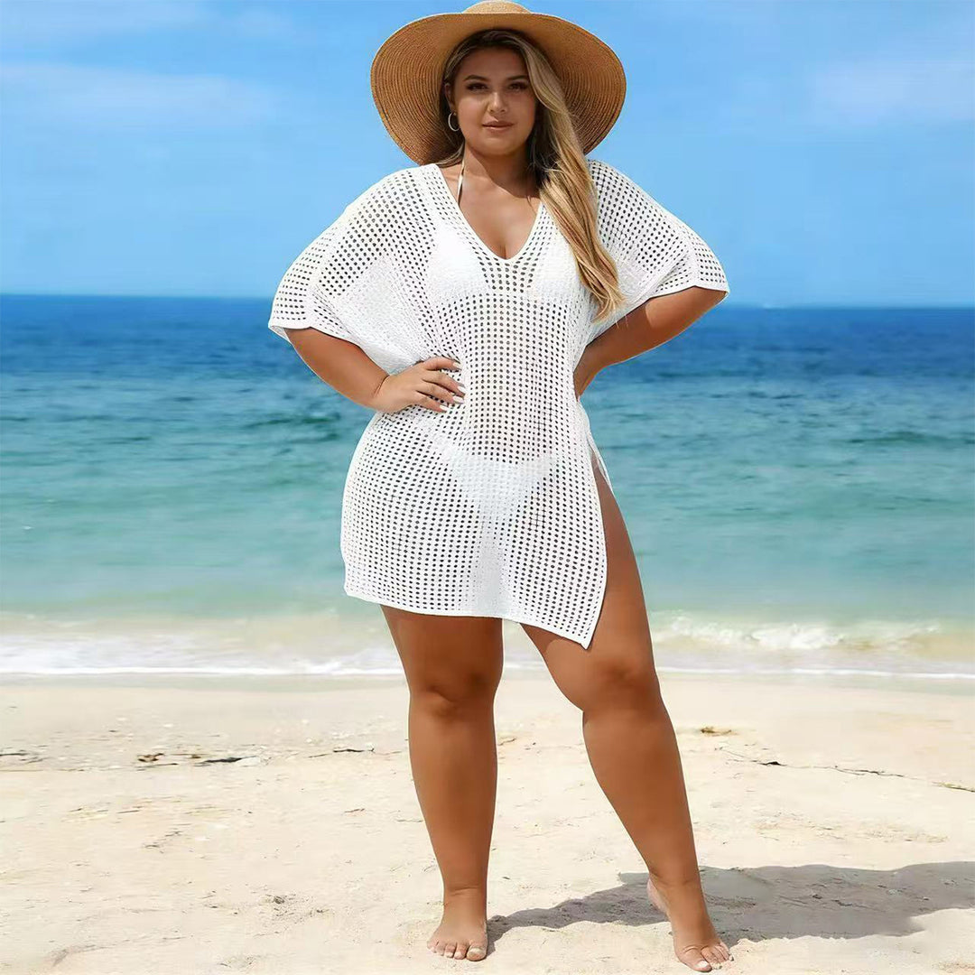 Dame luftig strandöverdrag med V-hals och sidoband Mirla-Eva Jonsson