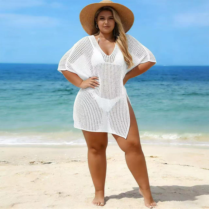 Dame luftig strandöverdrag med V-hals och sidoband Mirla-Eva Jonsson