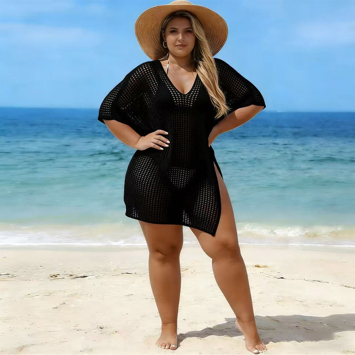 Dame luftig strandöverdrag med V-hals och sidoband Mirla-Eva Jonsson