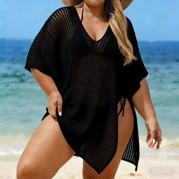 Dame luftig strandöverdrag med V-hals och sidoband Mirla-Eva Jonsson