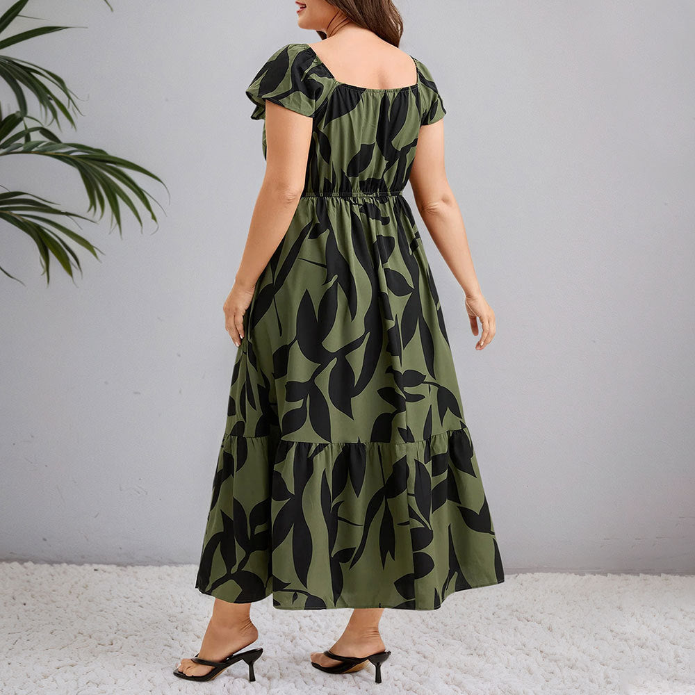 Dame maxikjol med blommönster och figursydd silhuett Mirla-Eva Jonsson