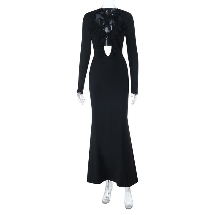Dame maxikjol med elegant volangdetalj och snygg rygghalsning Mirla-Eva Jonsson
