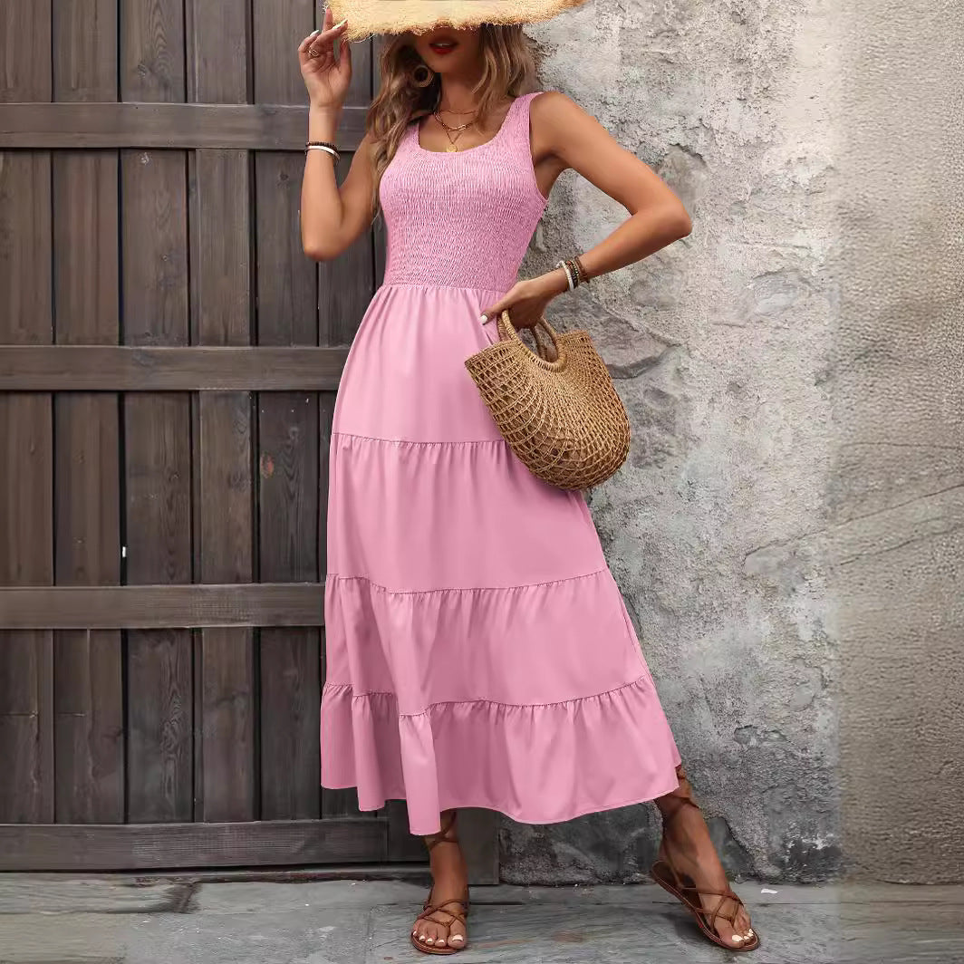 Dame maxikjol med volanger detaljer och elastisk överdel Eva Jonsson-Eva Jonsson