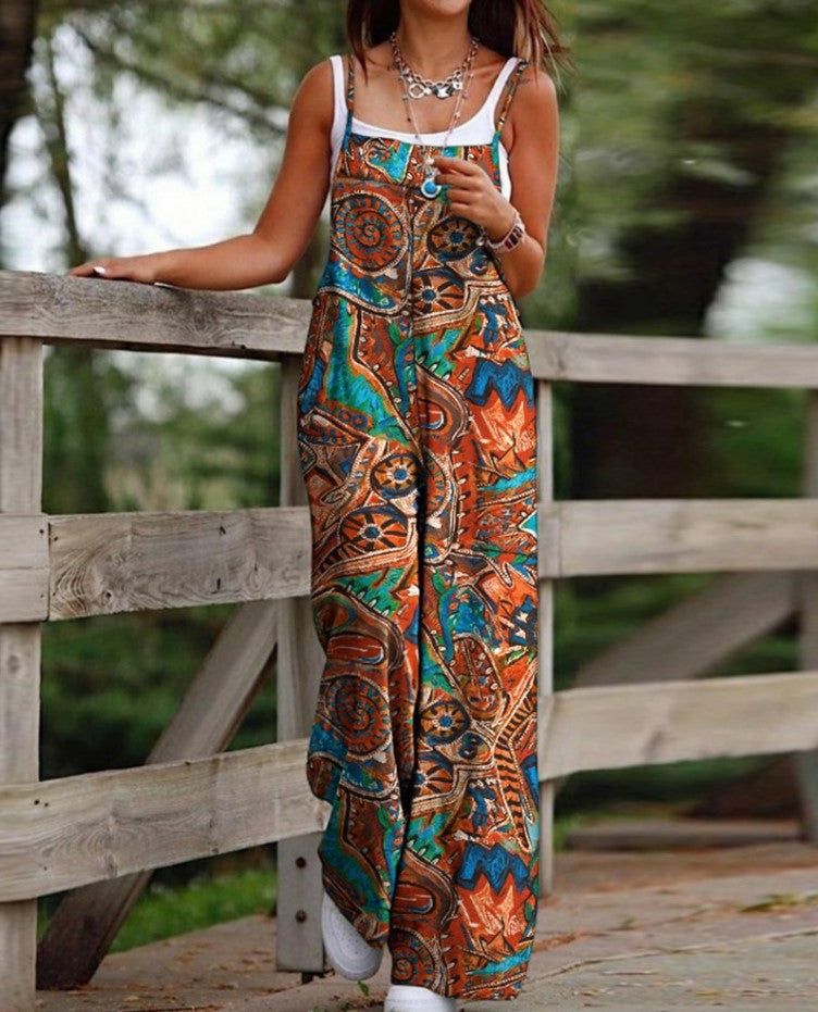 Dame maxiklänning med lekfullt etno-mönster och breda axelremmar Eva Jonsson-Eva Jonsson