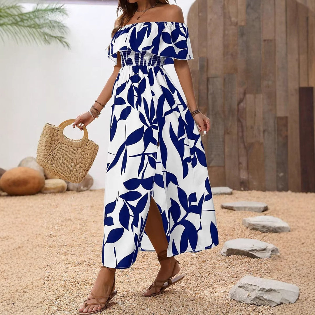 Dame maxiklänning med off-shoulder design och blommönster Mirla-Eva Jonsson