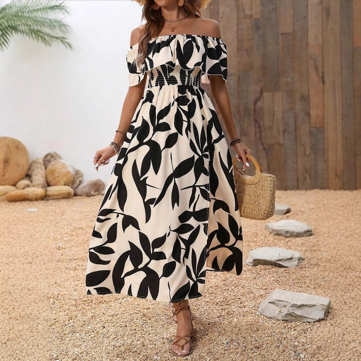 Dame maxiklänning med off-shoulder och floraltryck Mirla-Eva Jonsson