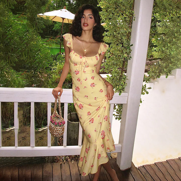 Dame maxikleid mit rüschen säum und floralem muster Mirla-Eva Jonsson