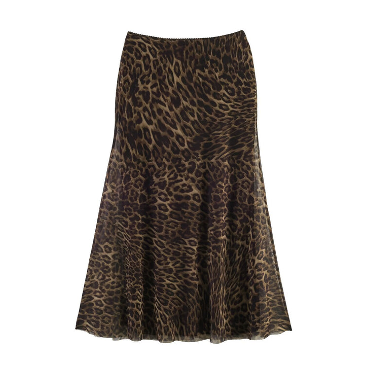 Dame midi skirt in animal print design with flowing cut and high waistband Mirla-Eva Jonsson