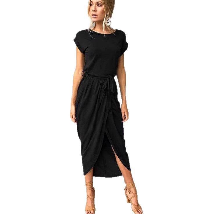 Dame midiklänning med elegant wrap-look och sidofil Mirla-Eva Jonsson