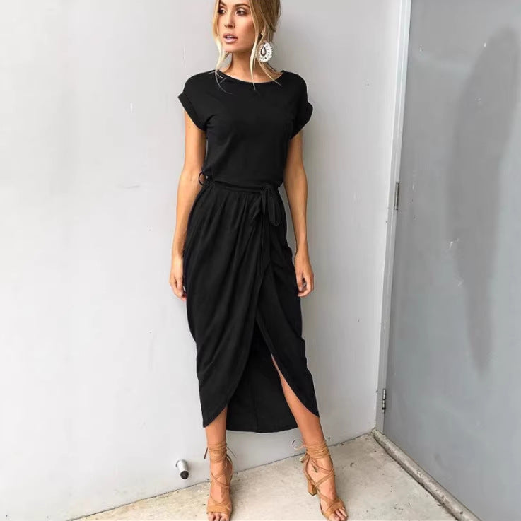 Dame midiklänning med elegant wrap-look och sidofil Mirla-Eva Jonsson