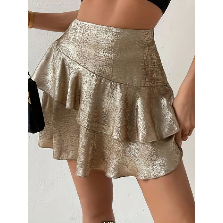 Dame mini skirt with voluminous ruffle and shiny finish Mirla-Eva Jonsson