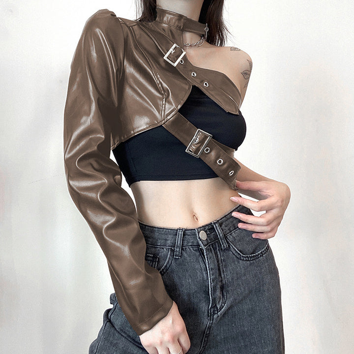 Dame mode - Topp i konstläder med asymmetrisk design Mirla-Eva Jonsson
