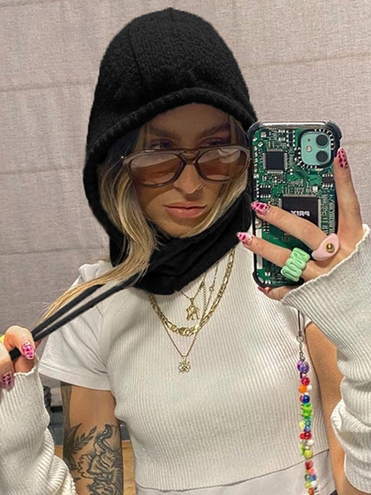 Dame mode striktop med huva och långa ärmar Mirla-Eva Jonsson