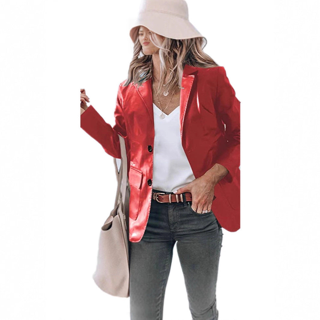 Dame moderiktig blazer med glänsande finish Mirla-Eva Jonsson