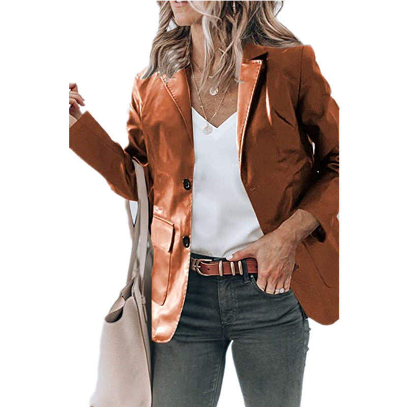 Dame moderiktig blazer med glänsande finish Mirla-Eva Jonsson